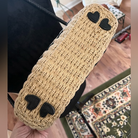 Brighton jute shoulder bag, black leather accents - Picture 3 of 7